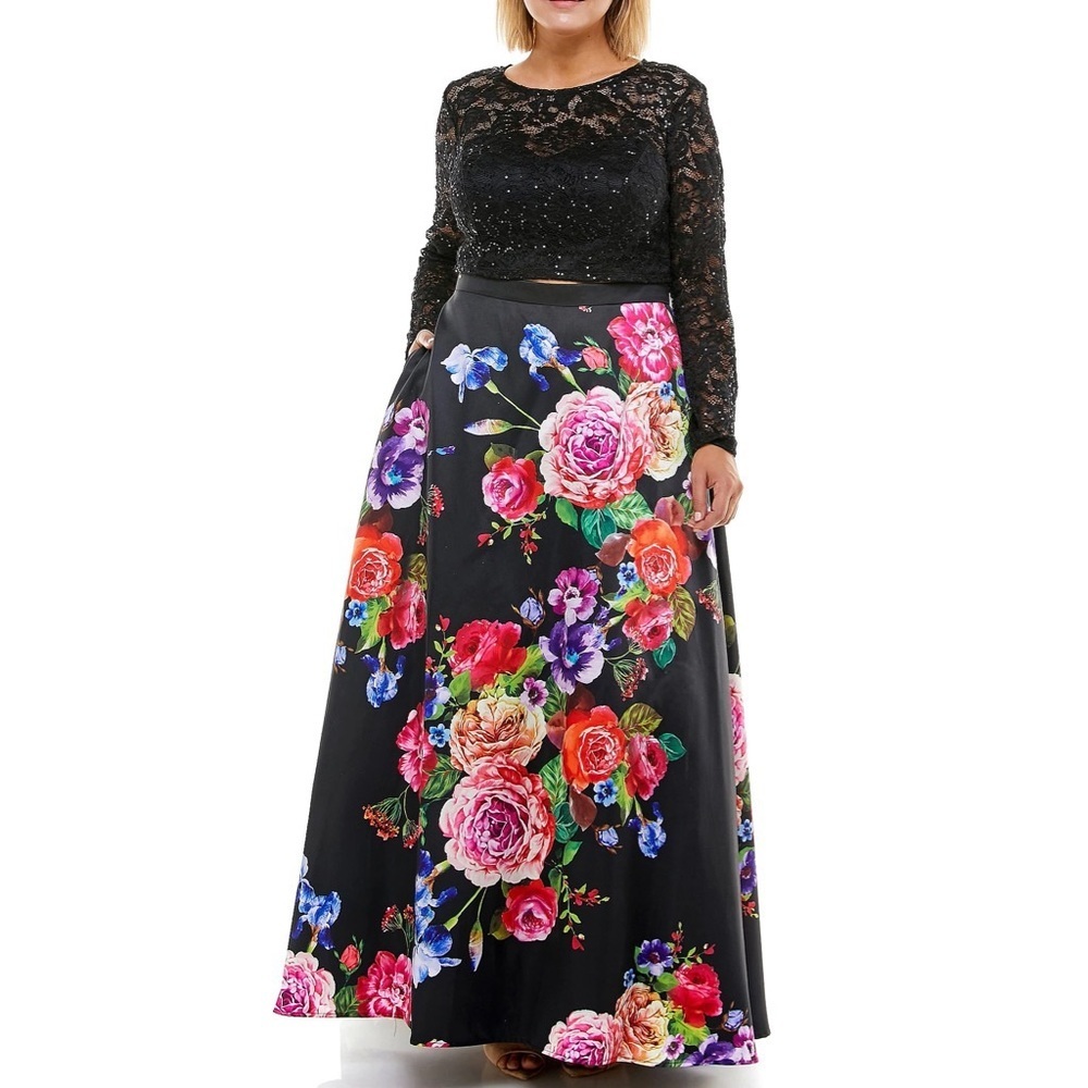 B Darlin Maxi Floral-Print Skirt